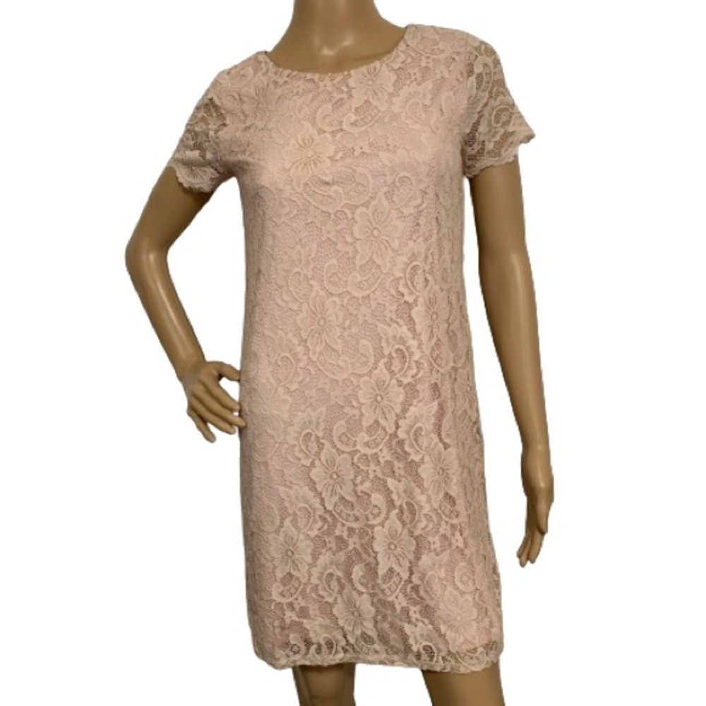 Juicy Couture Dusty Rose Cream Lace Lined Mini Dress Size XS